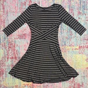 Chic Striped Black and Gray Dress